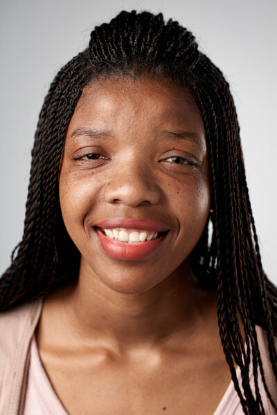 african woman smiling