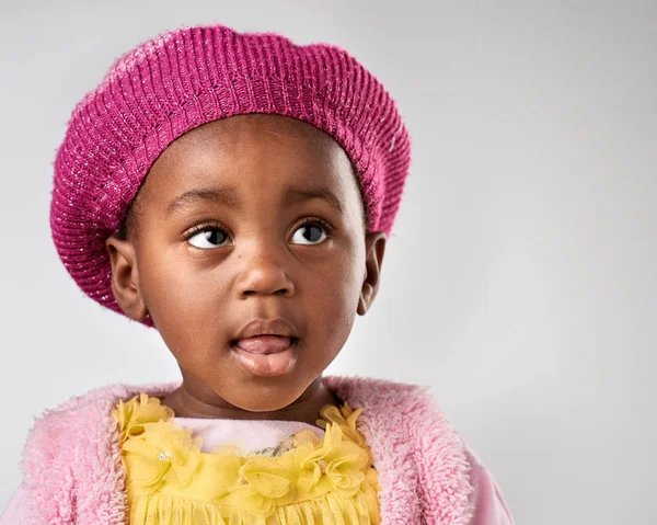 Adorable little girl in hat — Stock Photo, Image