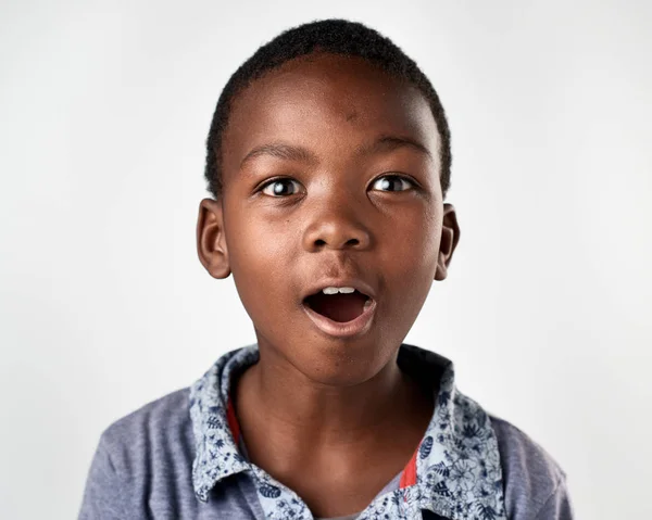 African boy making silly expression face — Stock Photo, Image