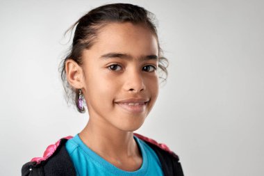 smiling mixed race girl