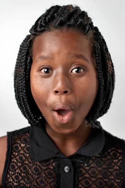 Funny black African girl face — Stock Photo, Image