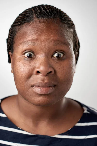Surprised african woman face — Stock Photo, Image