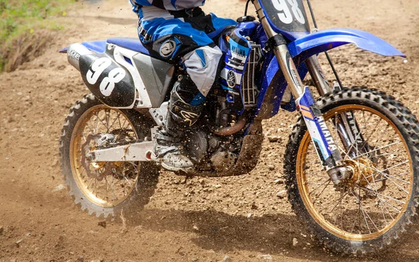 Enduro motorcycle on dirt track — Stock Photo, Image