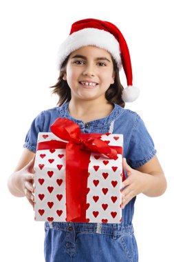 Noel hediyesi tutan genç kız