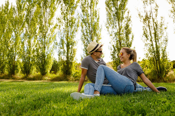 couple enjoying day in park together