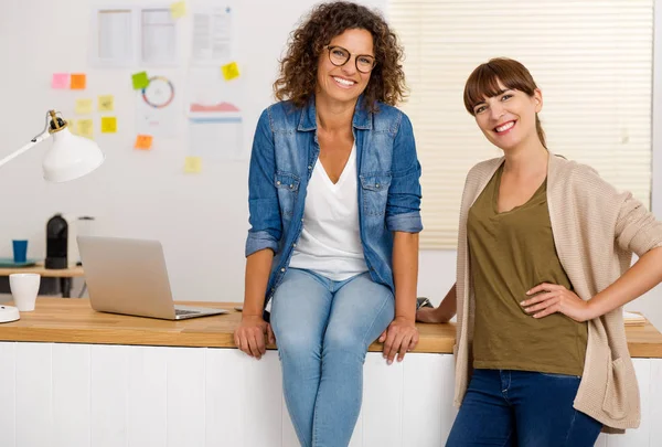 Zwei Geschäftsfrauen arbeiten zusammen — Stockfoto