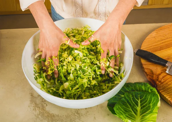 Preparación de conservas de hortalizas fermentadas — Foto de Stock