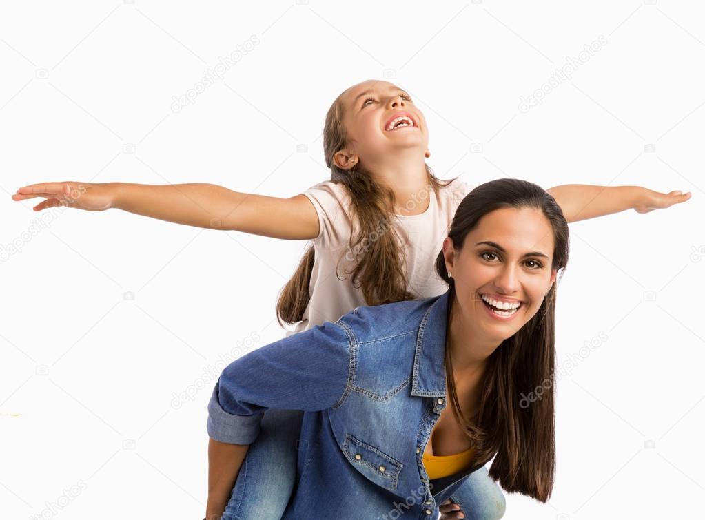 Mother and daughter having fun