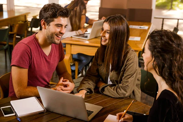 Grupo Amigos Estudiando Juntos Para Las Finales —  Fotos de Stock