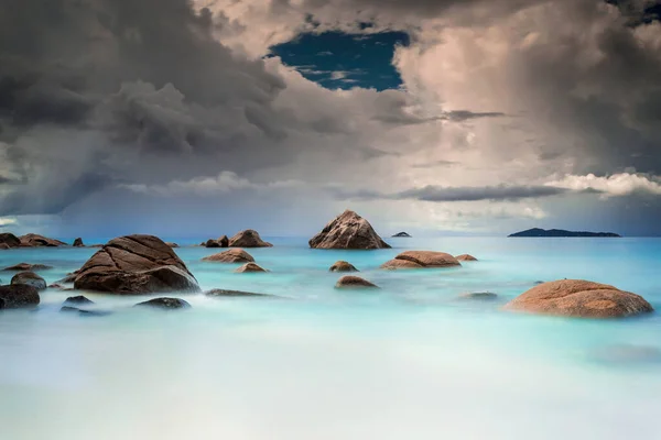 Hermosa Vista Playa Anze Lazio Praslin Seychelles —  Fotos de Stock