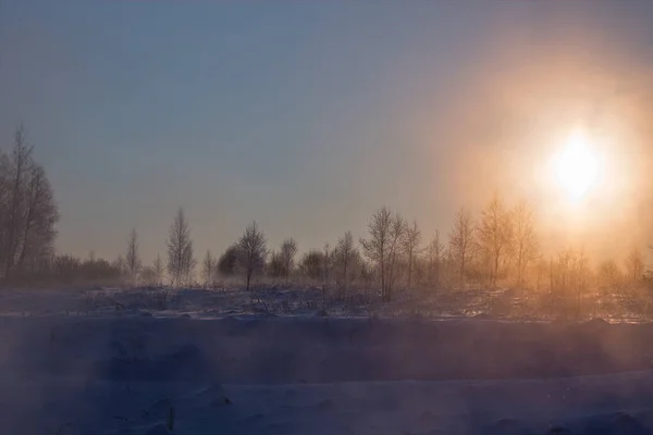 Verträumter Winternebel dunkler Hintergrund — Stockfoto