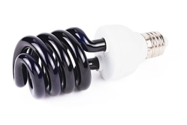 Uv Cfl ampulü beyaz arkaplanda izole edildi