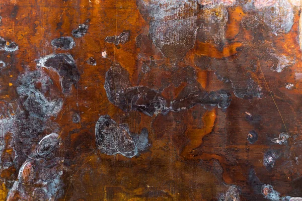 Textur Aus Altem Oxidiertem Messingblech Mit Bunten Flecken Und Einigen — Stockfoto
