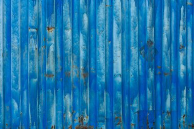 Eski mavi izo nakliye konteynırının dış duvarı - arkaplan ve doku