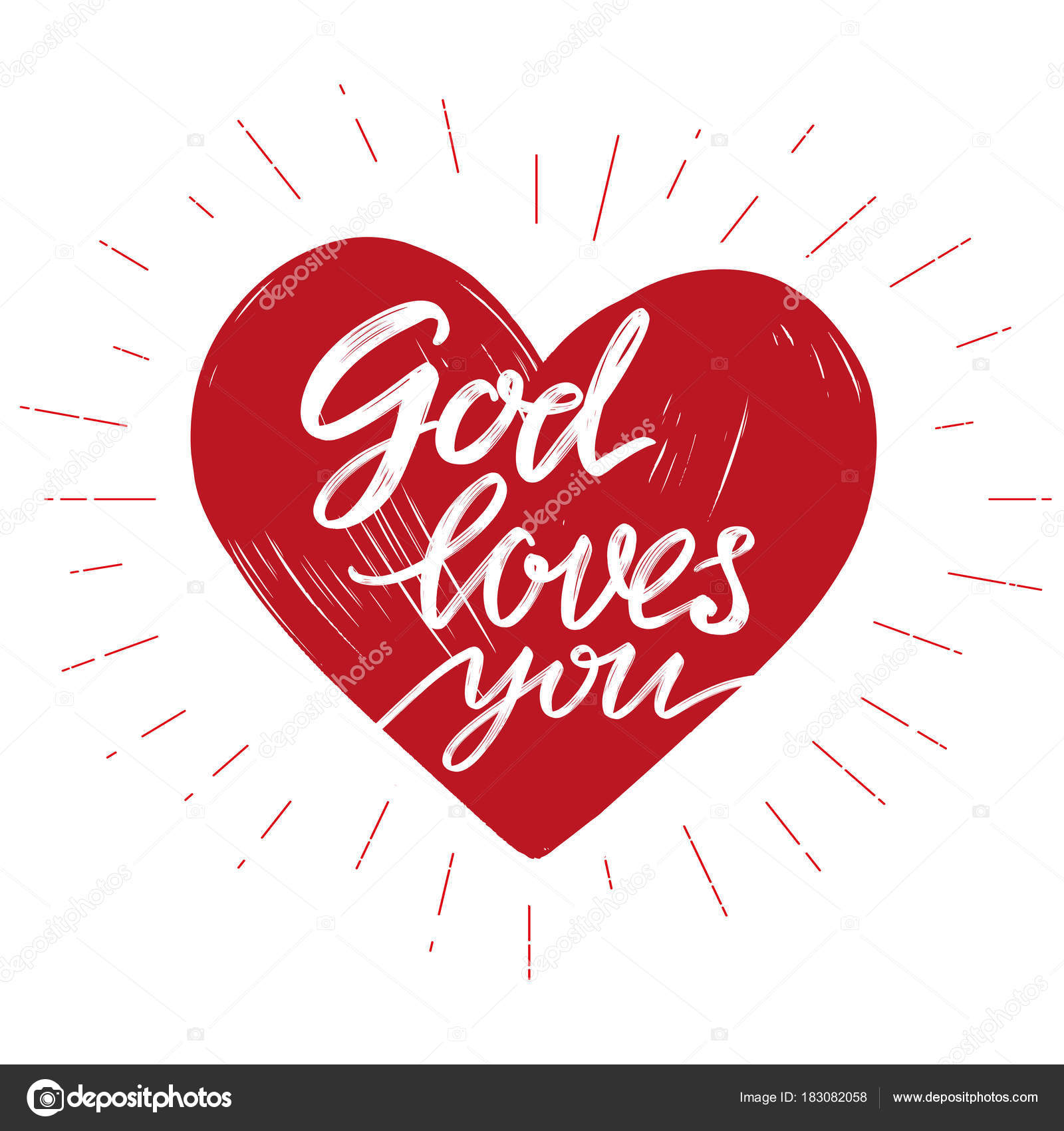 Download God loves you the quote on the background of the heart, calligraphic text symbol of Christianity ...