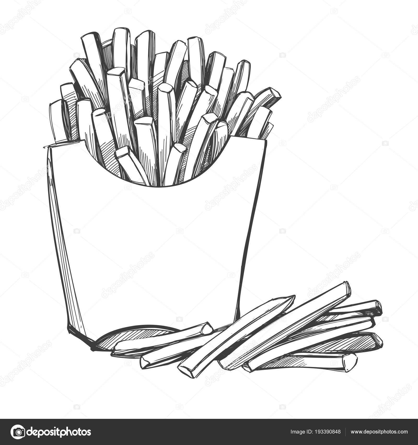 Realistic French Fries Drawing