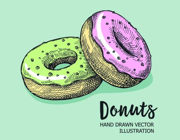 Zoete Donuts Vintage Design Vectorillustratie — Stockvector