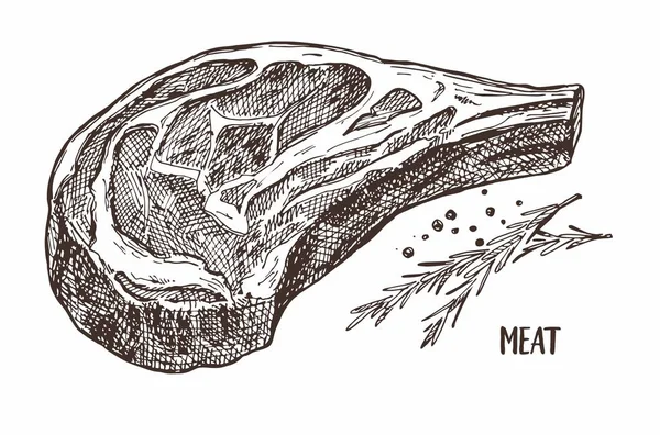 Vektorbild Eines Stücks Fleisch Landwirtschaftliche Produkte Biologische Lebensmittel Dekorationen Für — Stockvektor