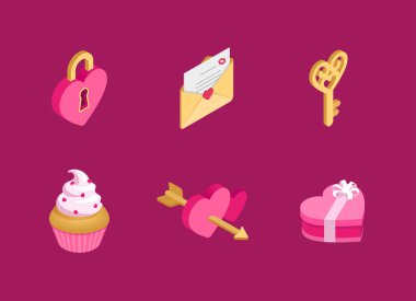 İzometrik Sevgililer simgeler