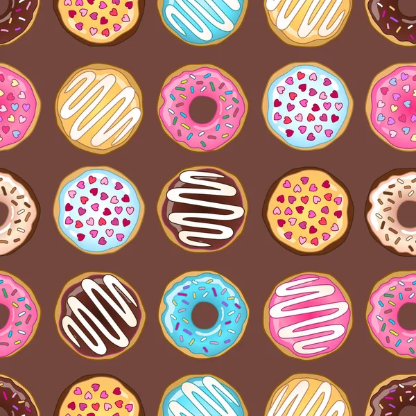 Donuts brown pattern — Stock Vector