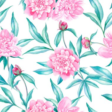 Peonies suluboya seamless modeli