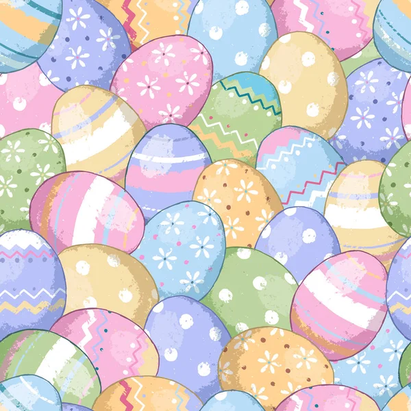 Mignon Motif Oeufs Pâques Dans Style Pastel Dessiné Main Œufs — Image vectorielle