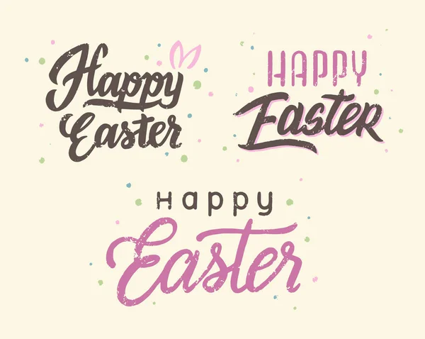 Wesołych Świąt Wielkanocnych Pastelowym Stylu Ilustracja Pisma Wektora Zestaw Trzech — Wektor stockowy
