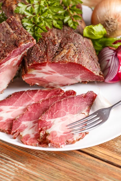 Torr cured ham skivor — Stockfoto