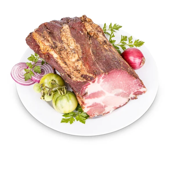 Smoked pork neck slices — Stock Photo, Image