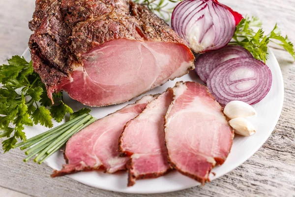 Gerookte varkensvlees lendenen — Stockfoto