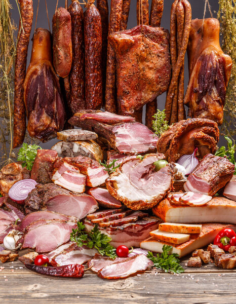 Various pork meat products