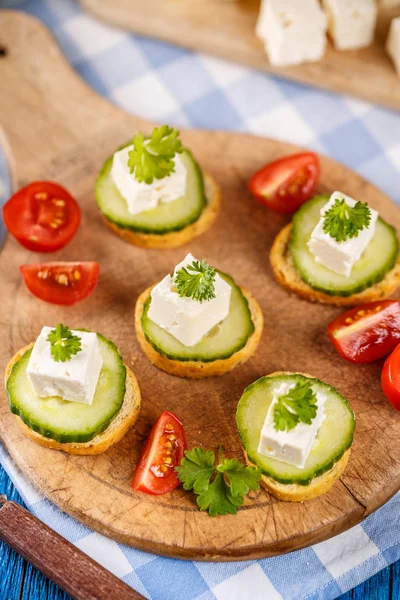 Bruschetta met feta kaas Stockfoto