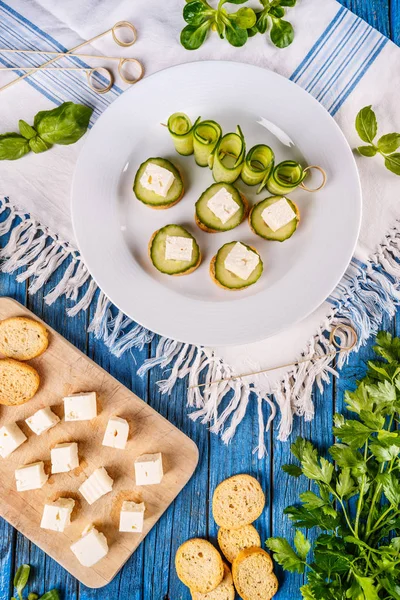 Vista superior de tostadas vegetarianas — Foto de Stock