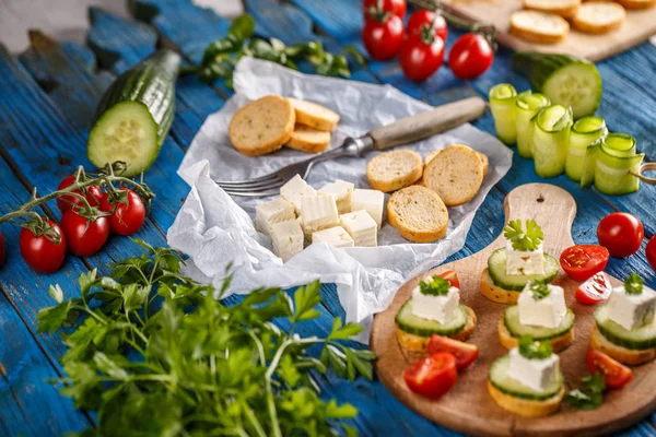 Sanduíches com queijo feta — Fotografia de Stock