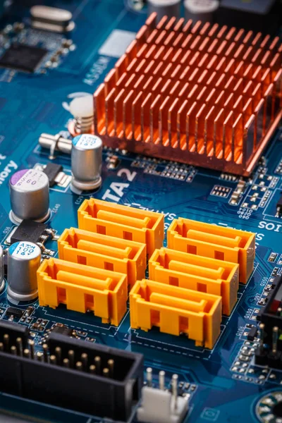 Yellow sata sockets Royalty Free Stock Images