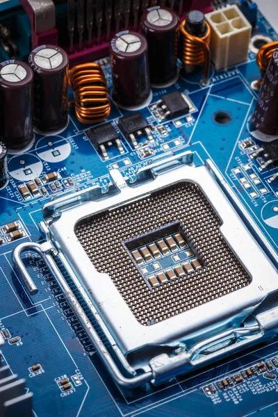 Placa de circuito eletrônico azul — Fotografia de Stock
