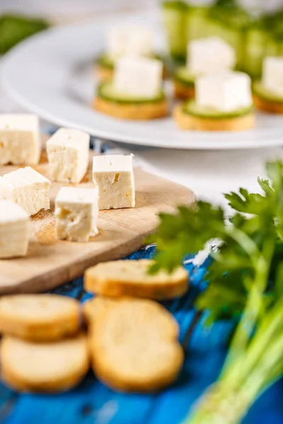 Queijo feta com bruschetta — Fotografia de Stock