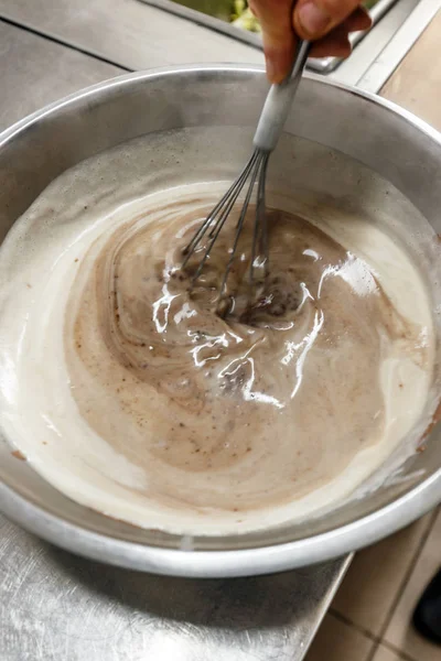 Bowl of chocolate dough — Stock Photo, Image