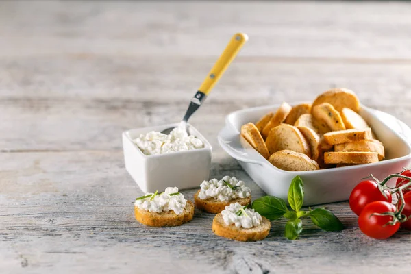 Appetizers with cottage cheese — Stock Photo, Image