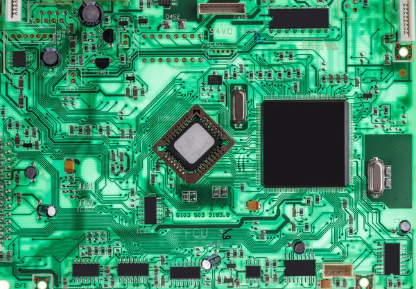 Green circuit board background — Stock Photo, Image