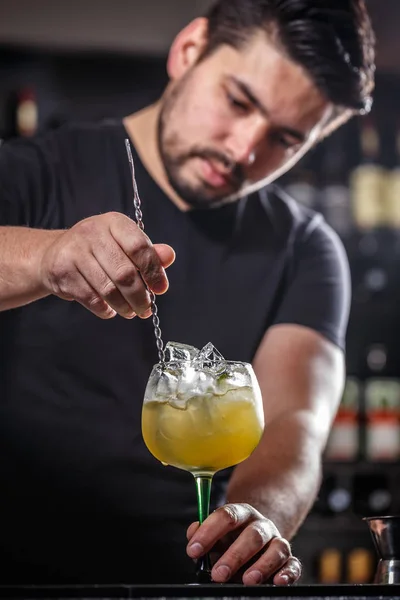 Barmen kokteyl karıştırma — Stok fotoğraf