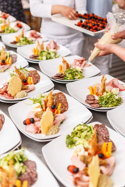 Chef is cooking set of appetizers — Stock Photo, Image