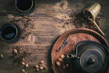 Üstten Görünüm çay seti 