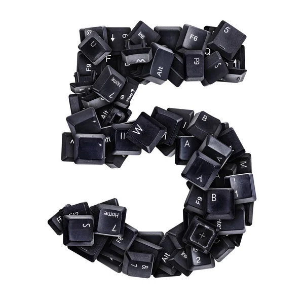 Number 5 made of keyboard buttons — Stock Photo, Image