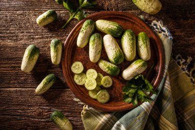 Üstten Görünüm taze salatalık