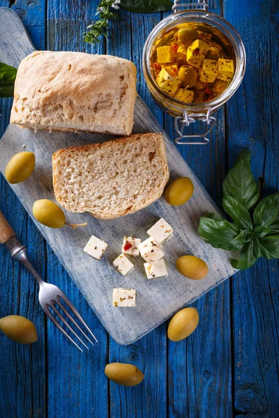 Kostičky feta sýr — Stock fotografie