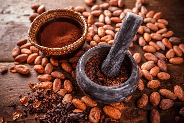 Ezilmiş kakao çekirdekleri — Stok fotoğraf
