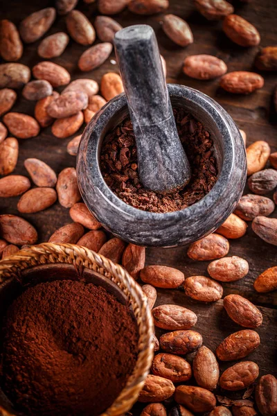 Какао-боби землі — стокове фото