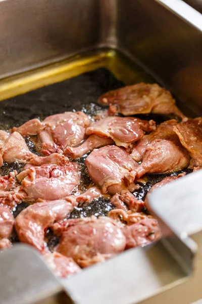 Goose drumstick frying — Stock Photo, Image