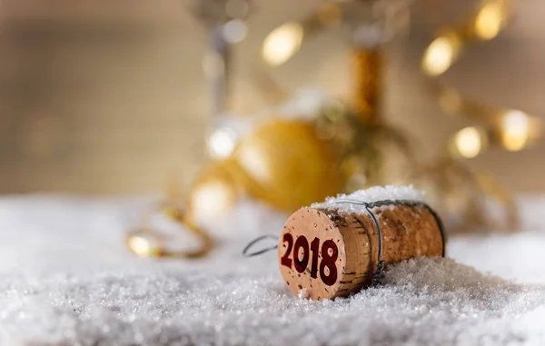 Rolhas de champanhe com 2018 — Fotografia de Stock